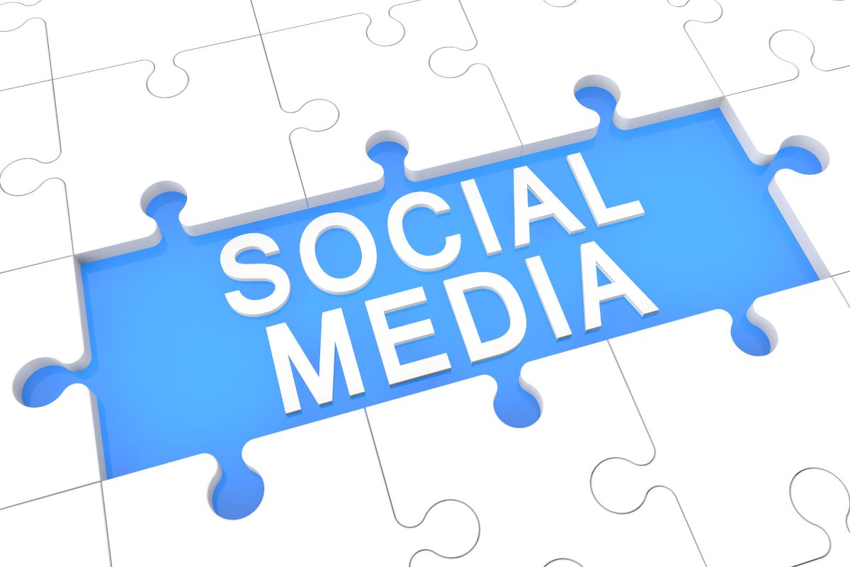 Social Media" as a key piece of a larger puzzle, symbolizing its integral role in modern communication and connectivity